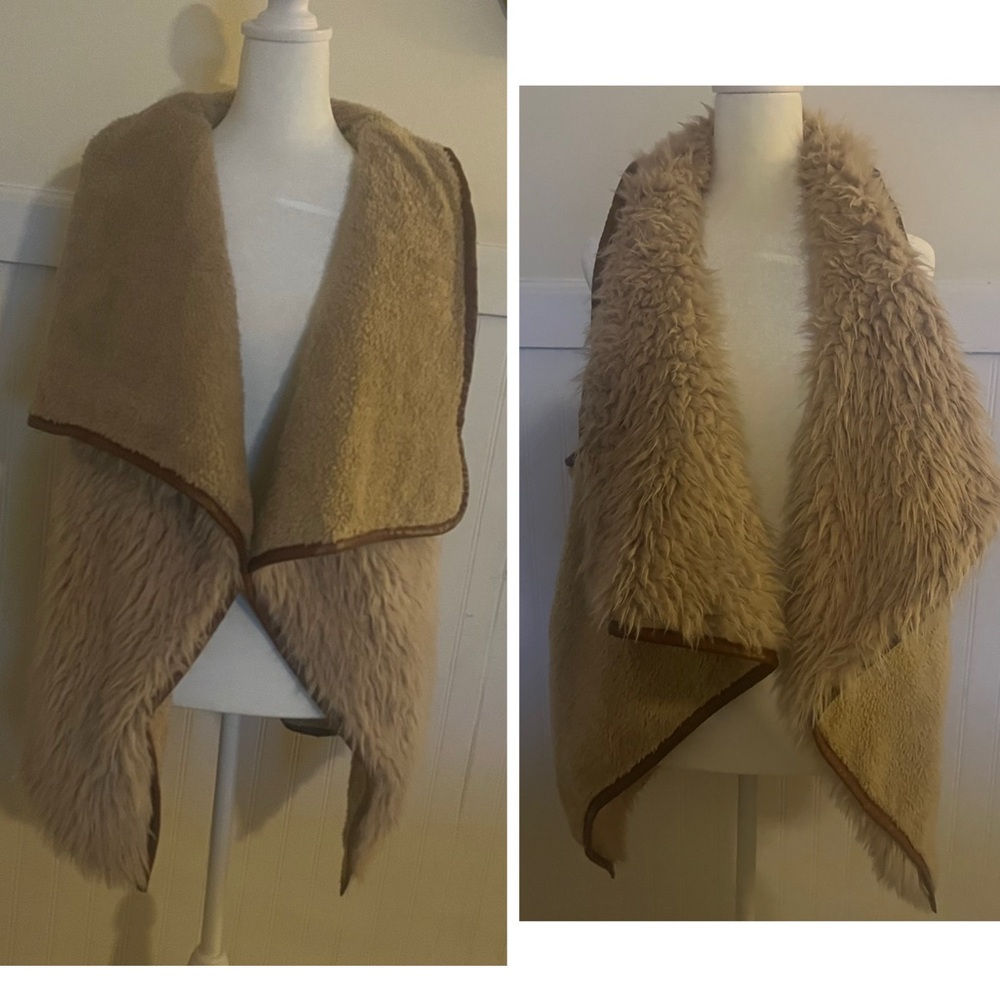Simply Southern Tan Faux Fur Vest  Two Faces One size